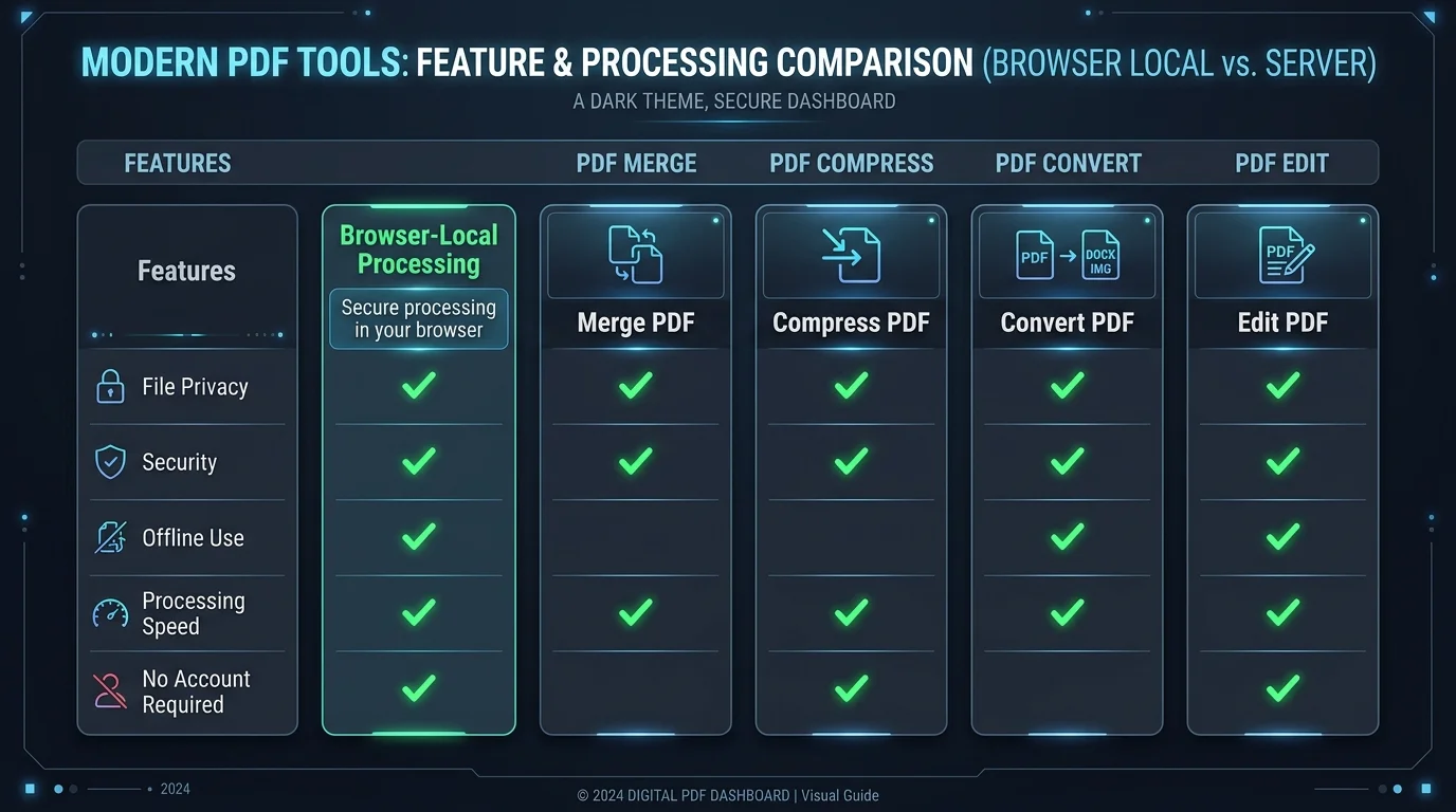 PDF Tools Features Comparison Diagram