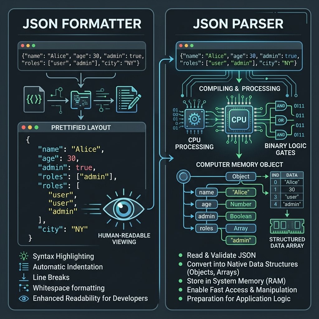 Parser vs Formatter comparison infographic
